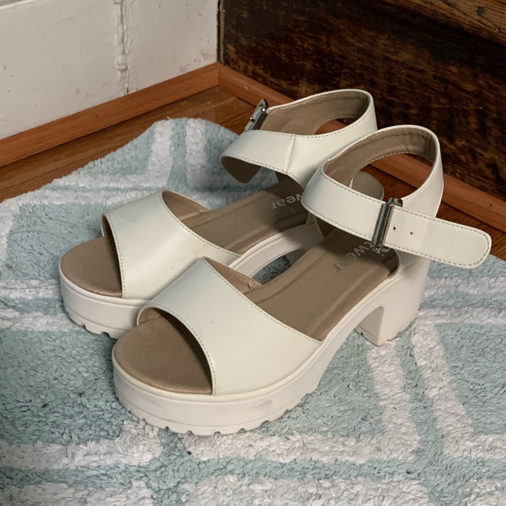 white platform heel sandals